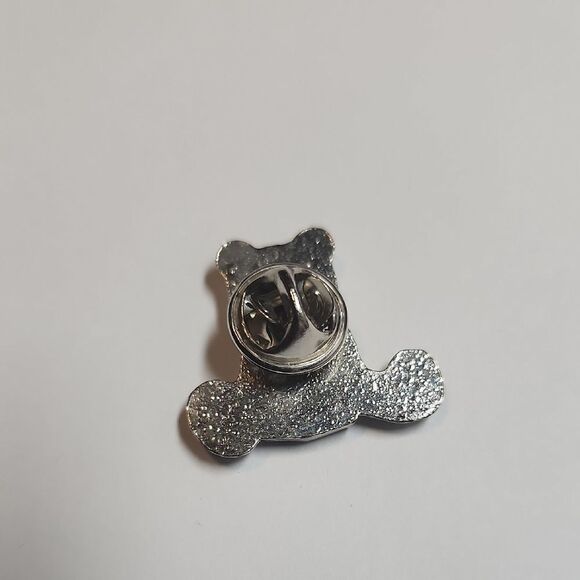 Vintage Silver Tone Teddy Bear HH Toy Block Pin - Picture 2 of 3